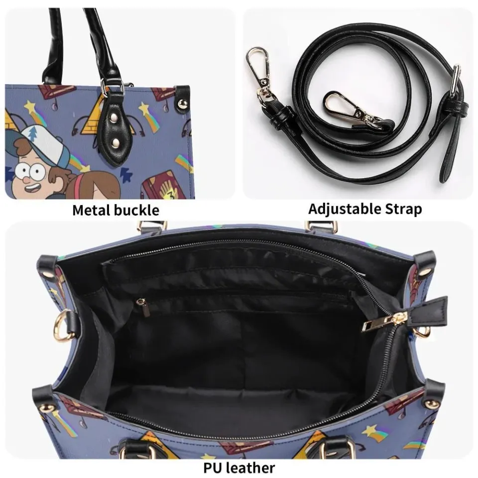 Personalized Gravity Falls Luxury Women PU Leather Handbag, Cartoon Gift, Great