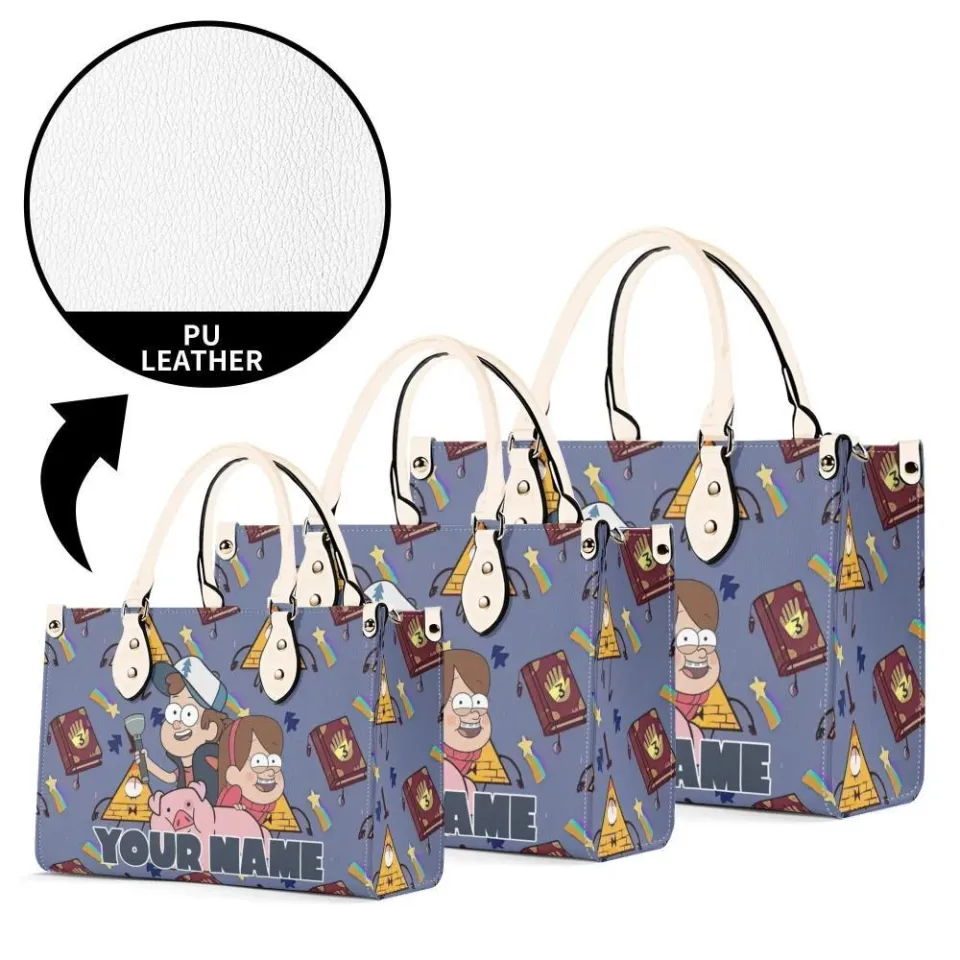 Personalized Gravity Falls Luxury Women PU Leather Handbag, Cartoon Gift, Great