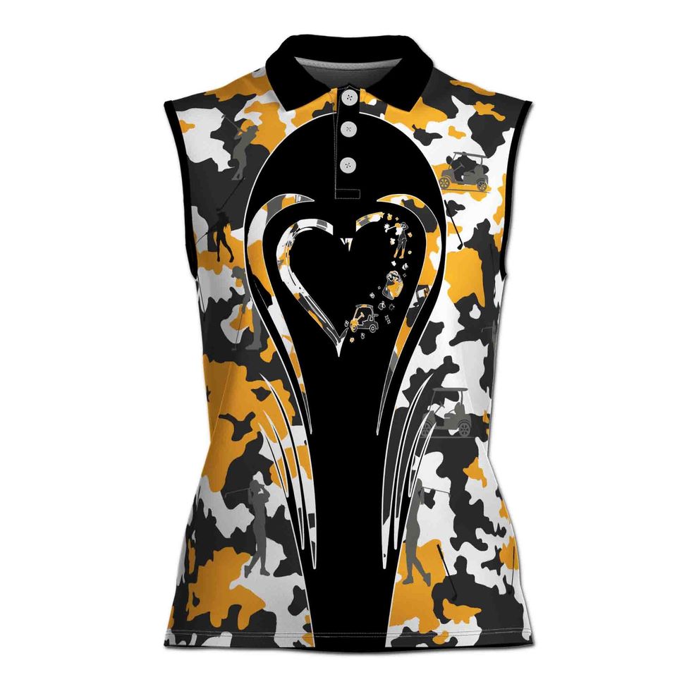 Love Golf And Beer Camouflage Pattern 3D Women Sleeveless Polo