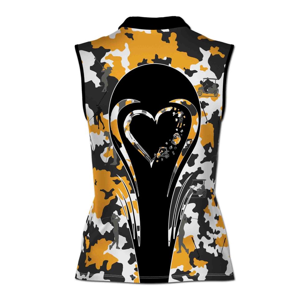 Love Golf And Beer Camouflage Pattern 3D Women Sleeveless Polo
