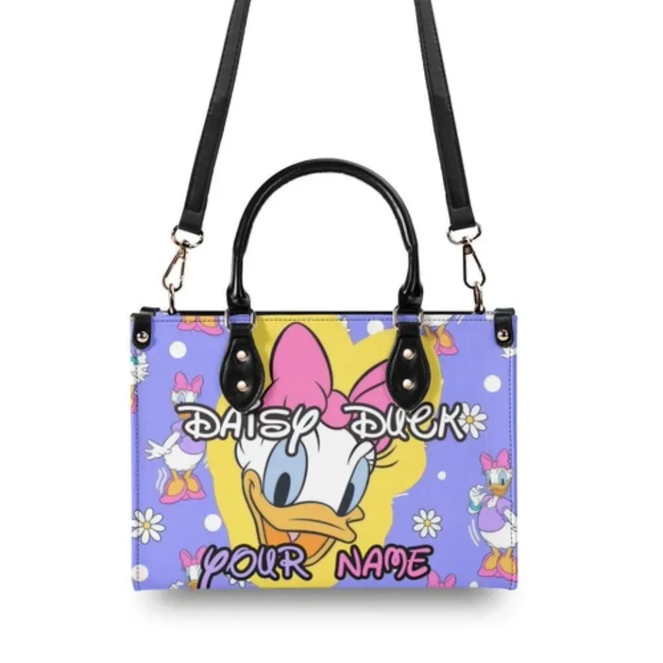 Personalized Daisy Duck Luxury Women PU Leather Handbag, Natural Material