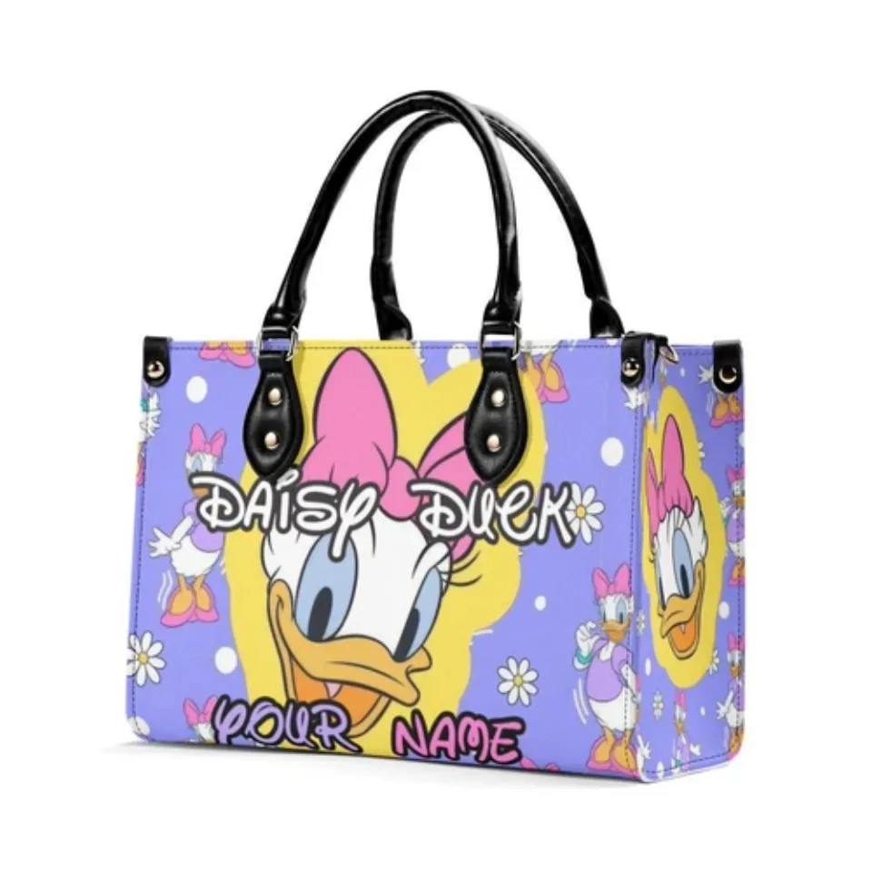 Personalized Daisy Duck Luxury Women PU Leather Handbag, Natural Material