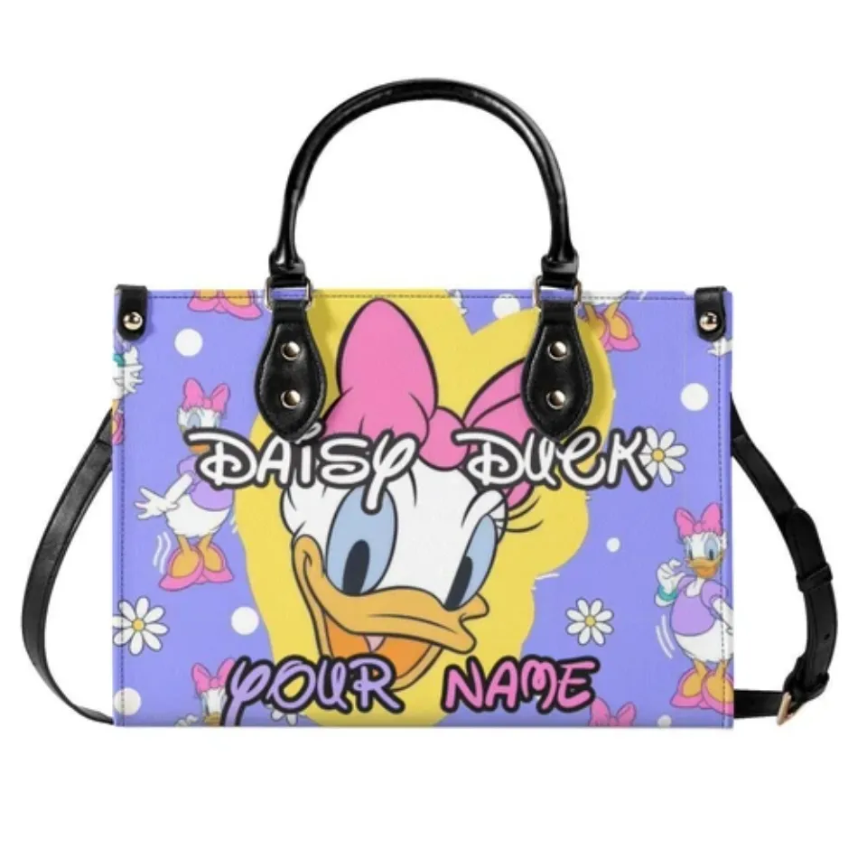 Personalized Daisy Duck Luxury Women PU Leather Handbag, Natural Material
