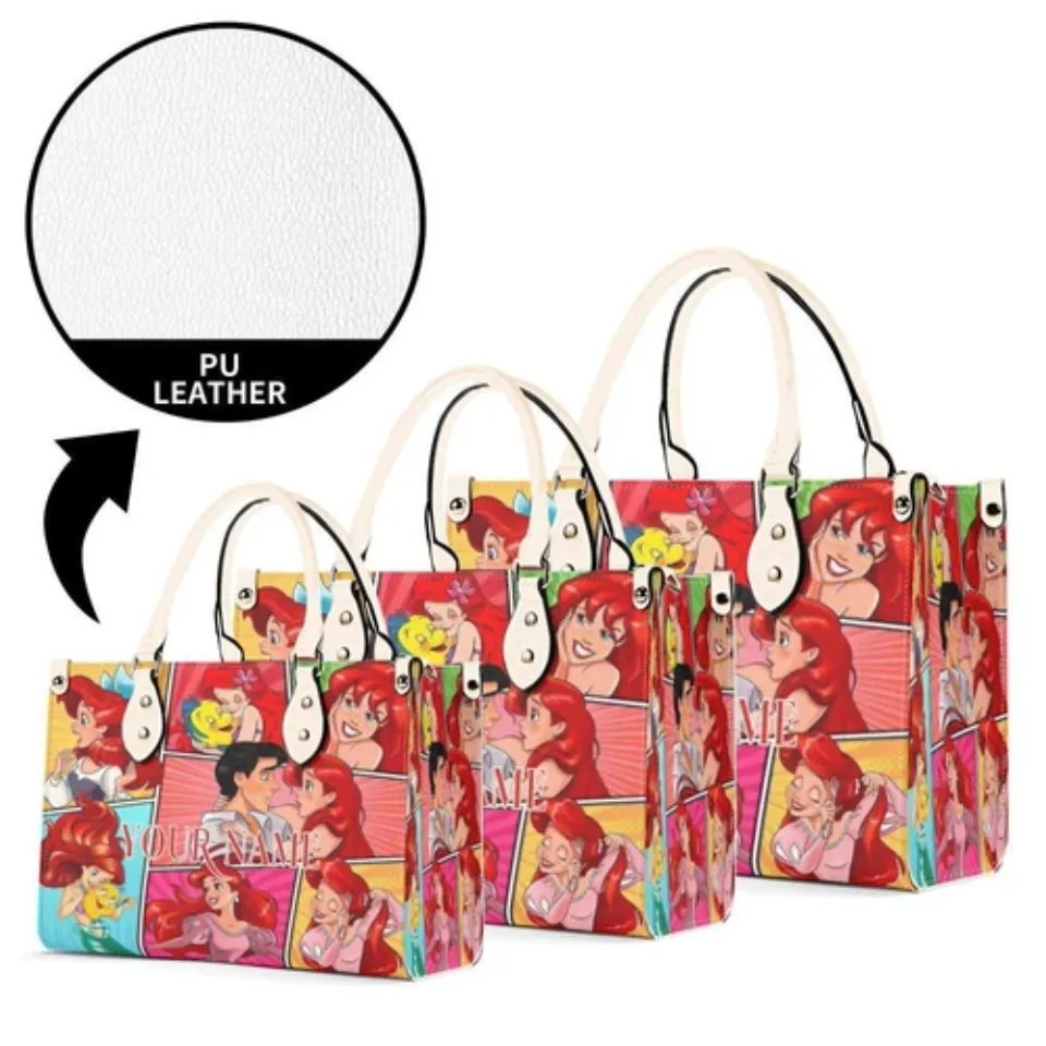 Personalized The Little Mermaid Luxury Women PU Leather Handbag, Disney gift,