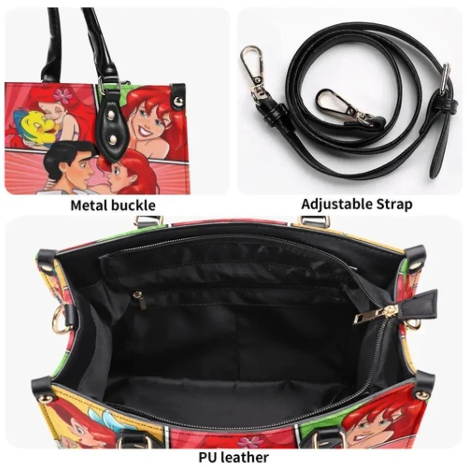 Personalized The Little Mermaid Luxury Women PU Leather Handbag, Disney gift,