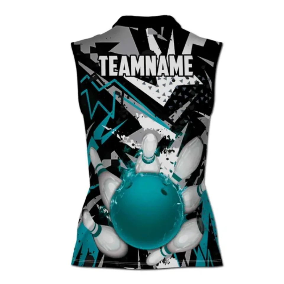 Personalized Bowling Strike Bowling Pin Women Sleeveless Polo