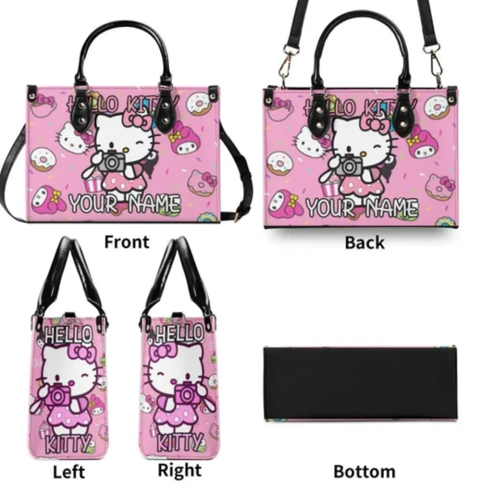 Personalized Hello Kitty Luxury Women PU Leather Handbag, Natural Material