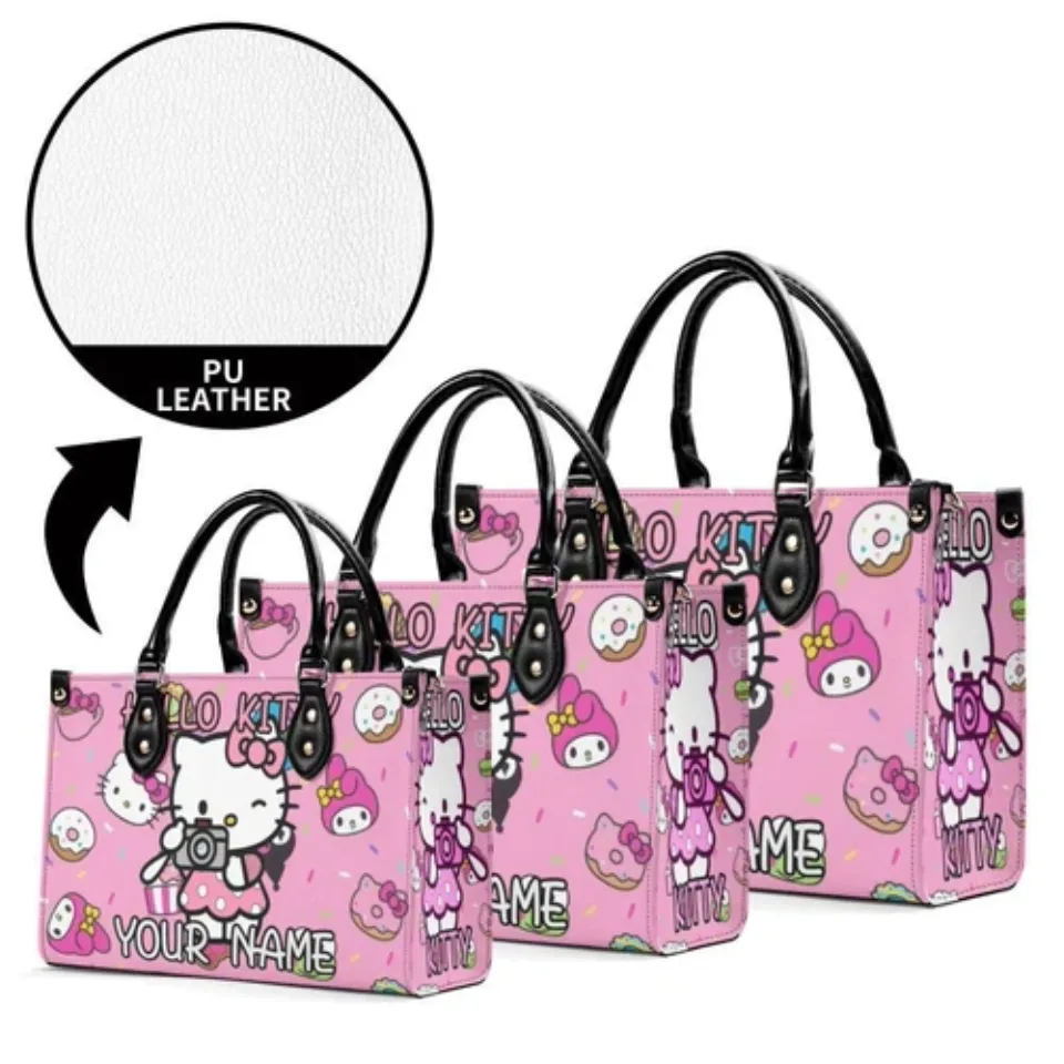 Personalized Hello Kitty Luxury Women PU Leather Handbag, Natural Material