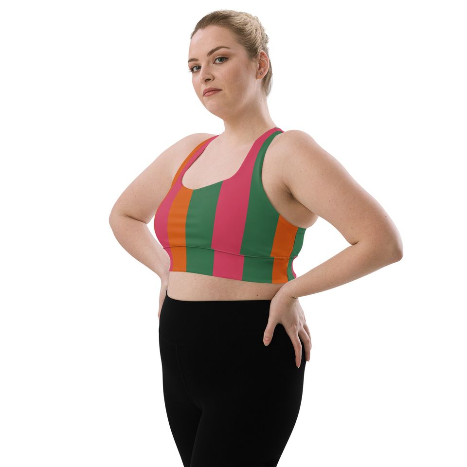 Anti Hero Inspired Longline Sports Bra | Printed Plain Stripes