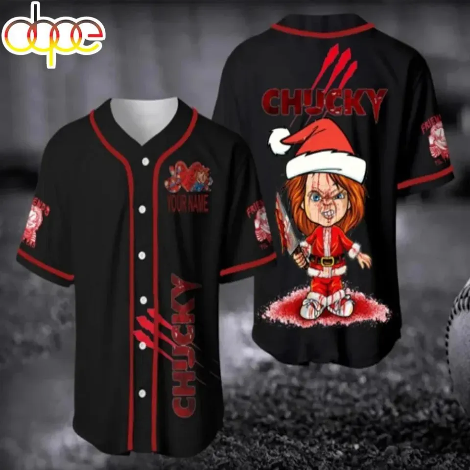 Personalized Name Halloween Chucky Christmas Baseball Jersey