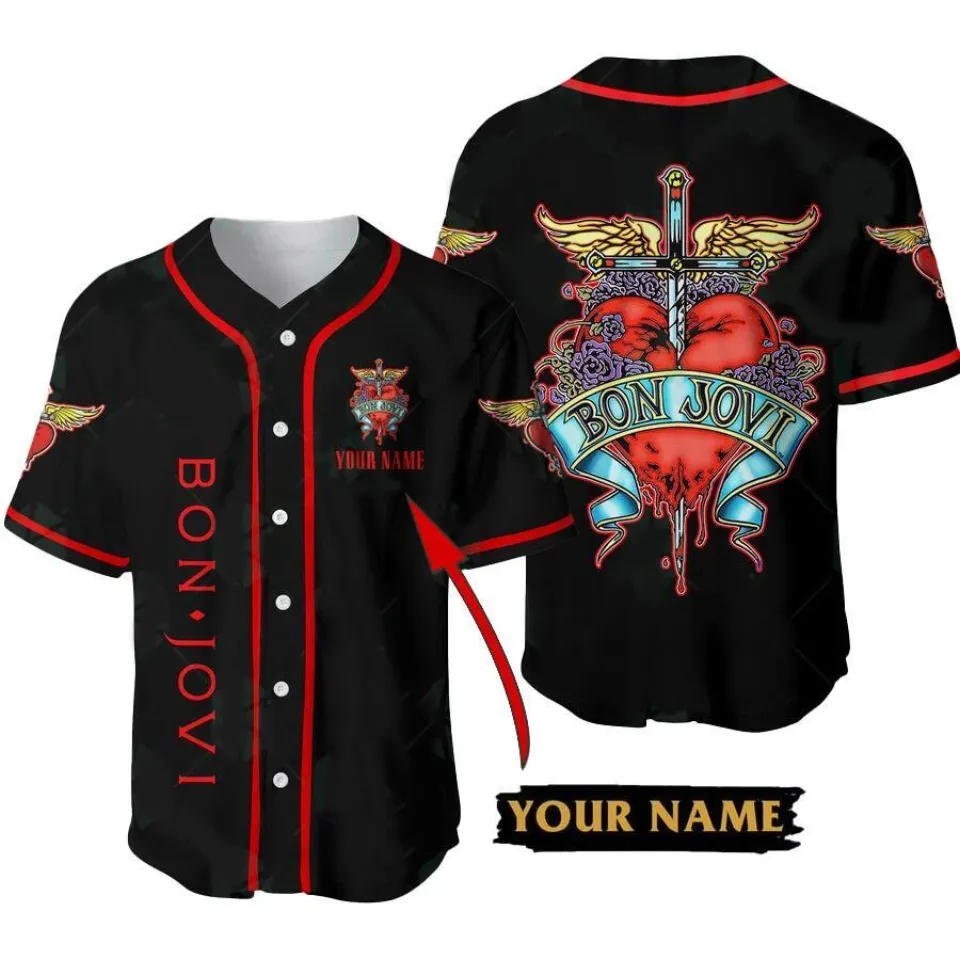 Bon Jovi Rock Band Custom Name Baseball Jersey Shirt Gift For Men Women