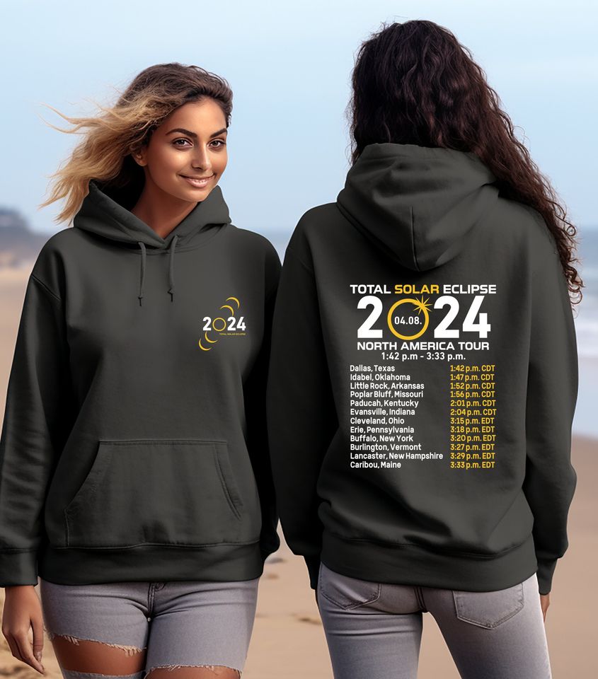 Solar Eclipse 2024 Sweatshirt , Celestial Sweatshirt , Double-Sided Sweatshirt , Gift for Eclipse Lover , April 8th 2024 Sweatshirt ,Eclipse