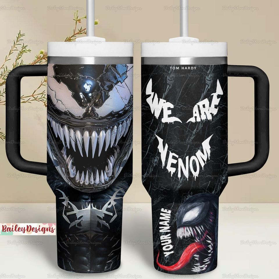Venom 40oz Tumbler, Custom Venom Horror Tumbler, Spider Man Insulated Tumbler, Superhero Horror Coffee Tumbler, Halloween Horror Gift