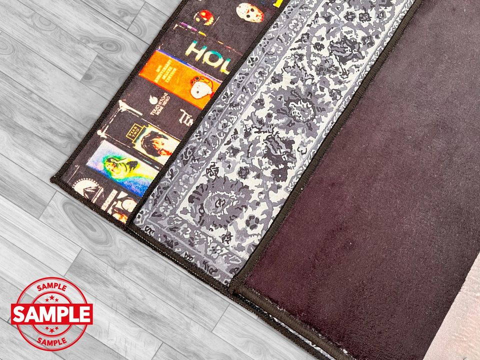 Evil Goat Round Rug, Magic Circle Mat, Satan Ritual Carpet, Witchy Gothic Decor, Star of David Pentacle Rug, Black and White Rug, Devil Rug