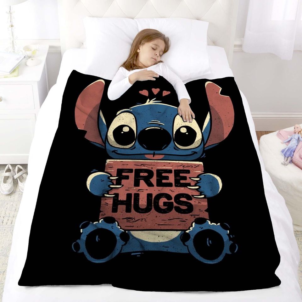 Halloween Blanket Gift Blanket Lolo and Stitch Custom Name Blanket Throw Flannel Blanket Personalized Birthday Gift.