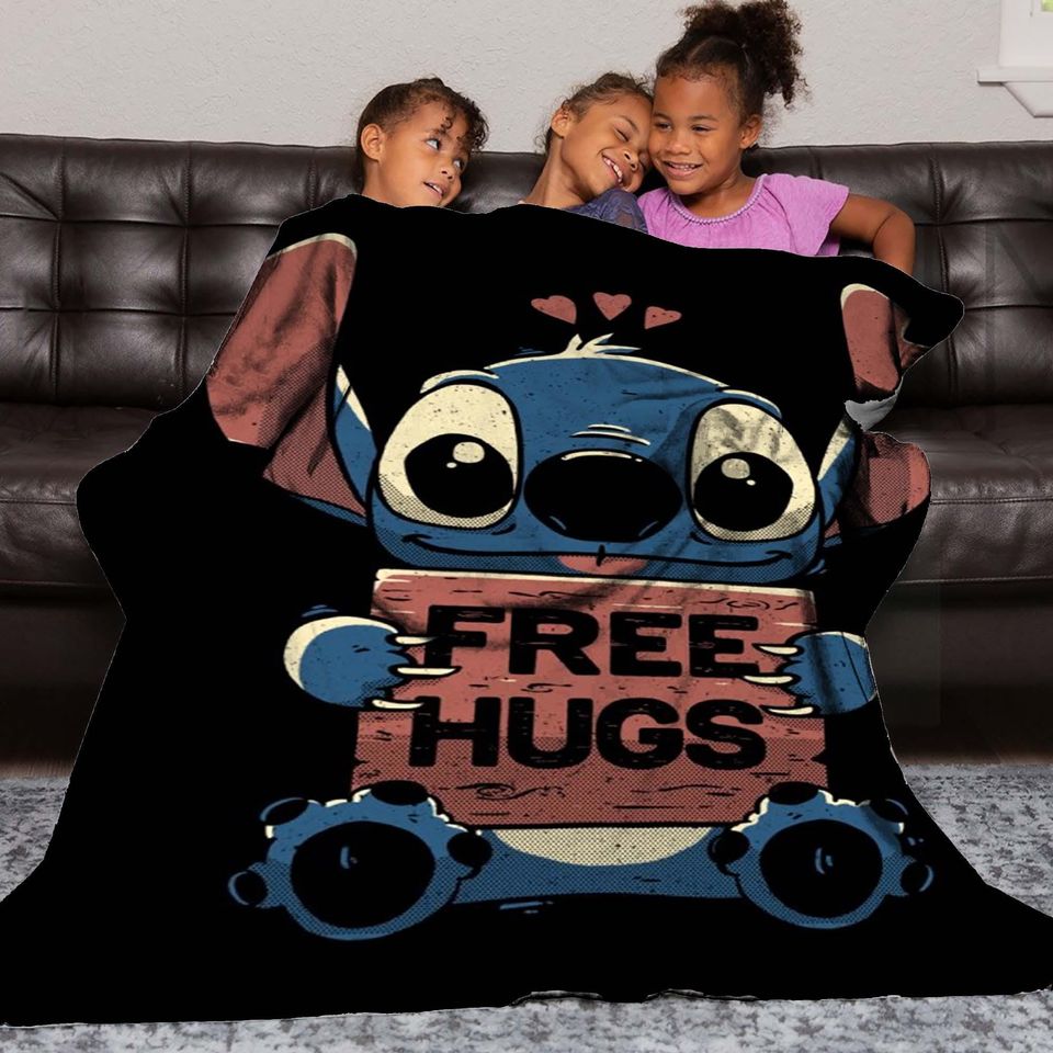 Halloween Blanket Gift Blanket Lolo and Stitch Custom Name Blanket Throw Flannel Blanket Personalized Birthday Gift.