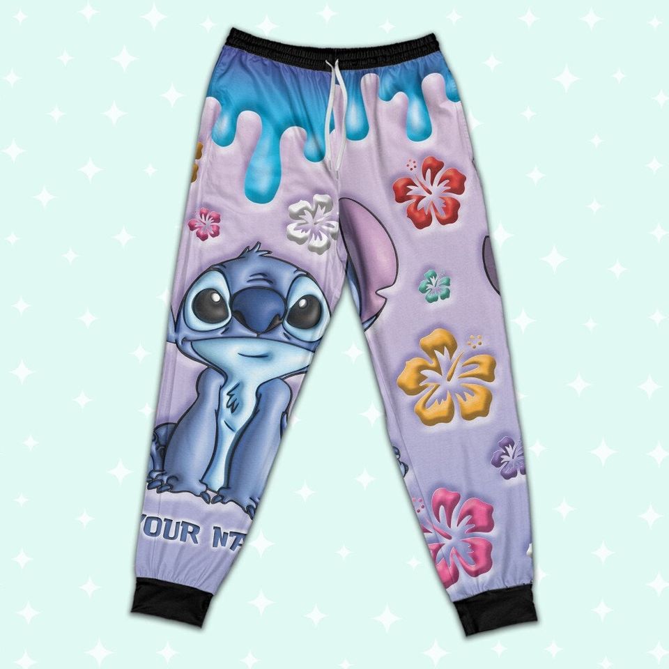 Custom Disney Lilo and Stitch Inflated Colorfull Pajamas, Custom Kid Youth Adult Pajamas, Pajamas Birthday Gift, Disney Vacation