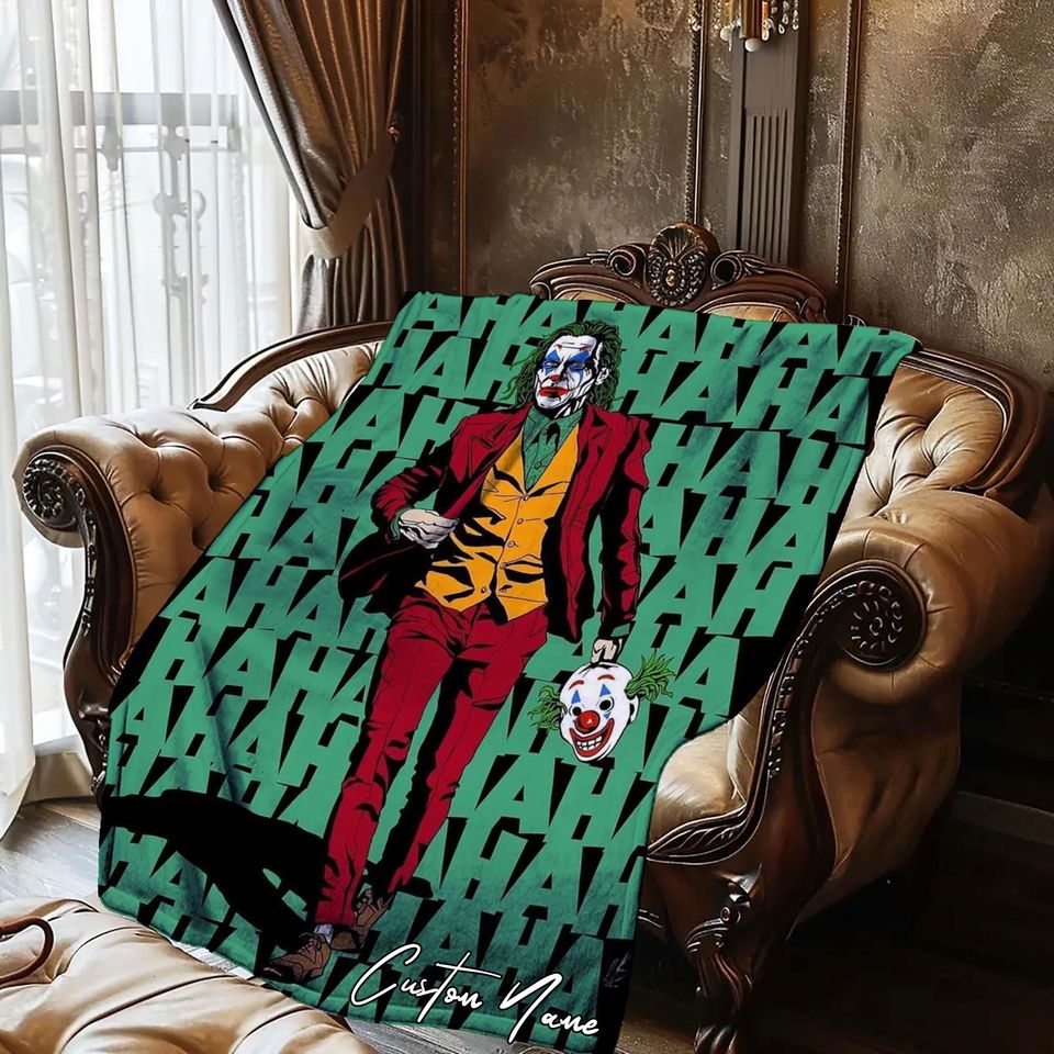 Halloween Blanket Gift Blanket jokers Custom Name Blanket Throw Flannel Blanket Personalized Birthday Gift.
