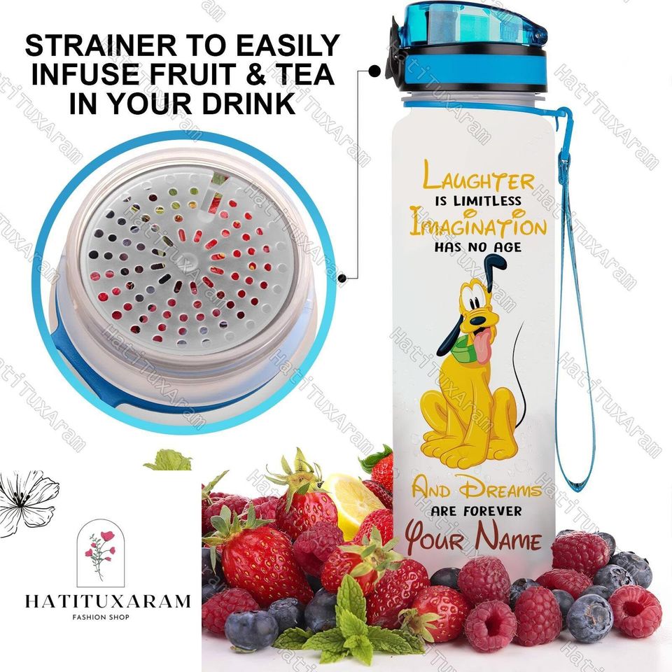 Halloween Pluto Winnie Pooh Bottle, Pluto Disneyland Bottle, Personalized Water Bottle Tracker, Pluto Drink Bottle, Workout Bottle