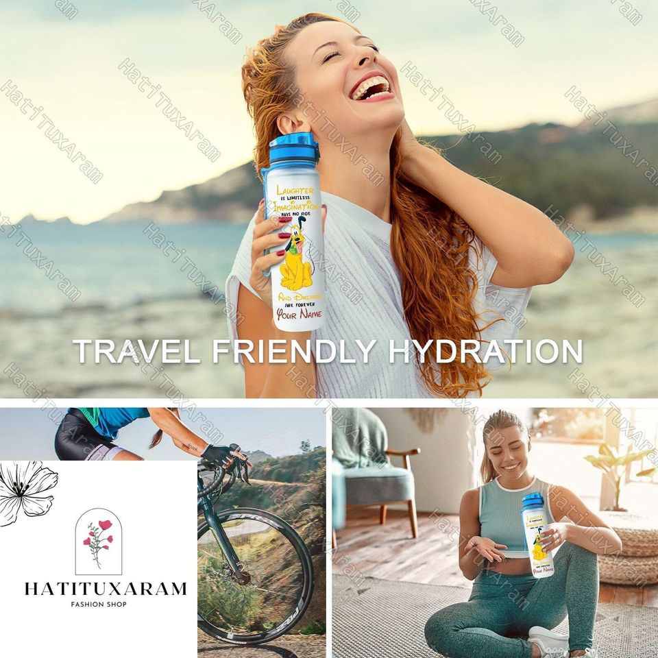 Halloween Pluto Winnie Pooh Bottle, Pluto Disneyland Bottle, Personalized Water Bottle Tracker, Pluto Drink Bottle, Workout Bottle