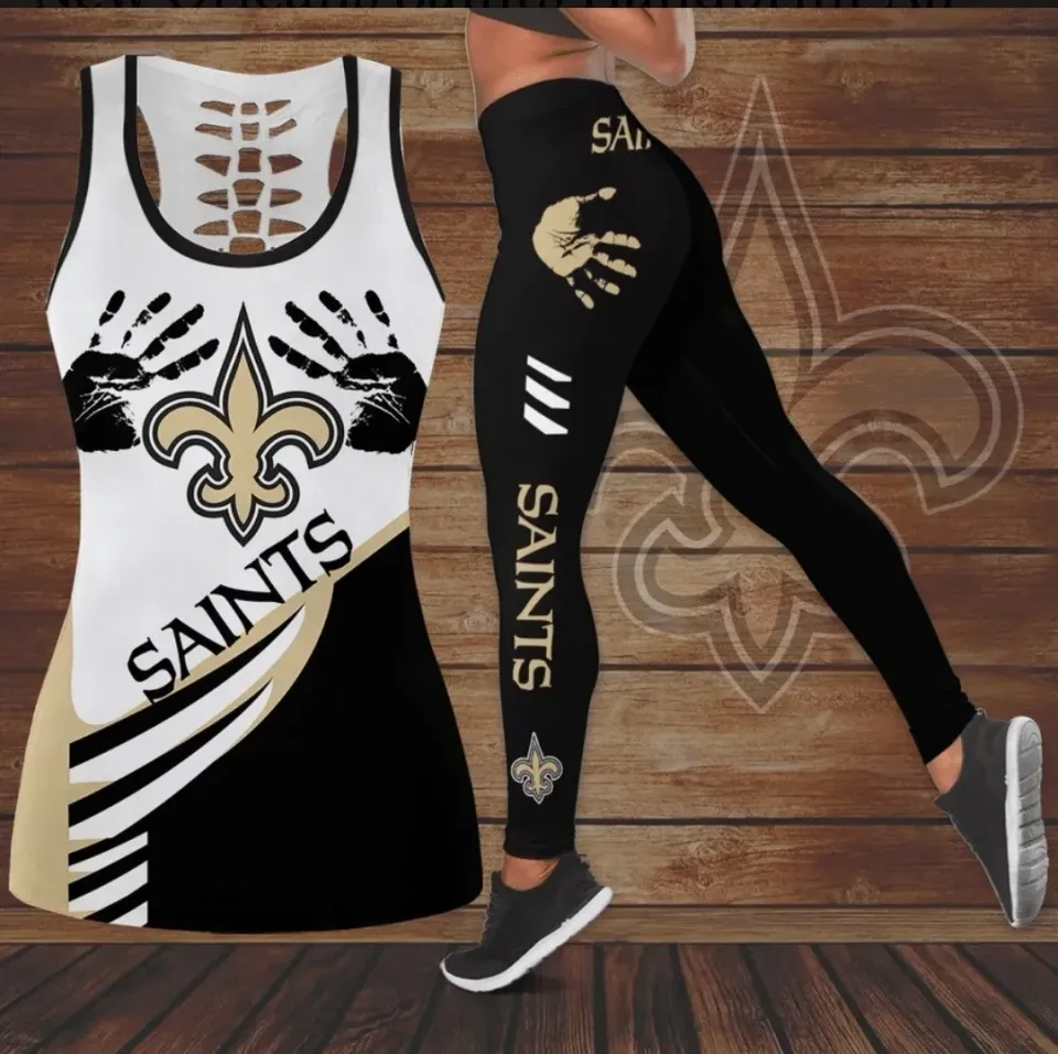 New Orleans Saints Women's Black Tank Top  Leggings Set