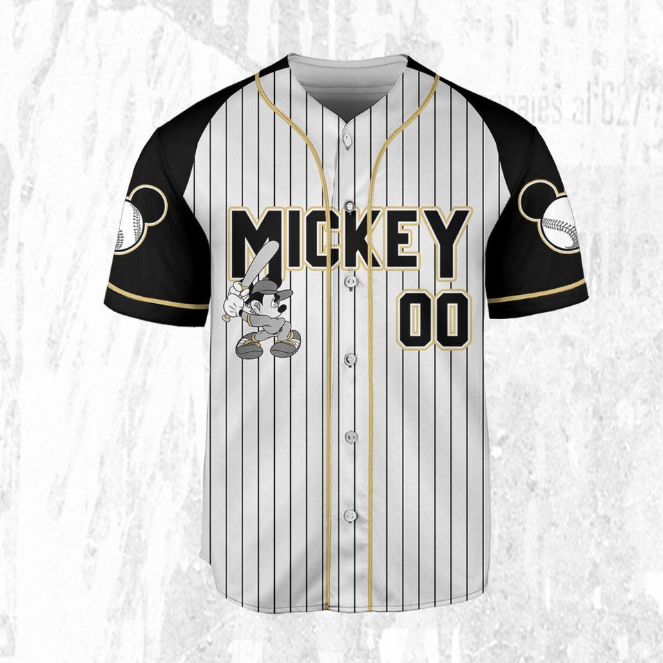 Personalize Disney Mickey Black Grey Color Jersey, Disney Baseball Jersey