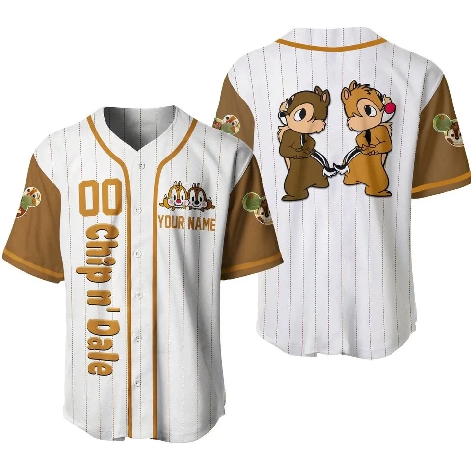 Chip And Dale Baseball Jersey, Chip And Dale Lover 3D Printed Baseball Jersey
