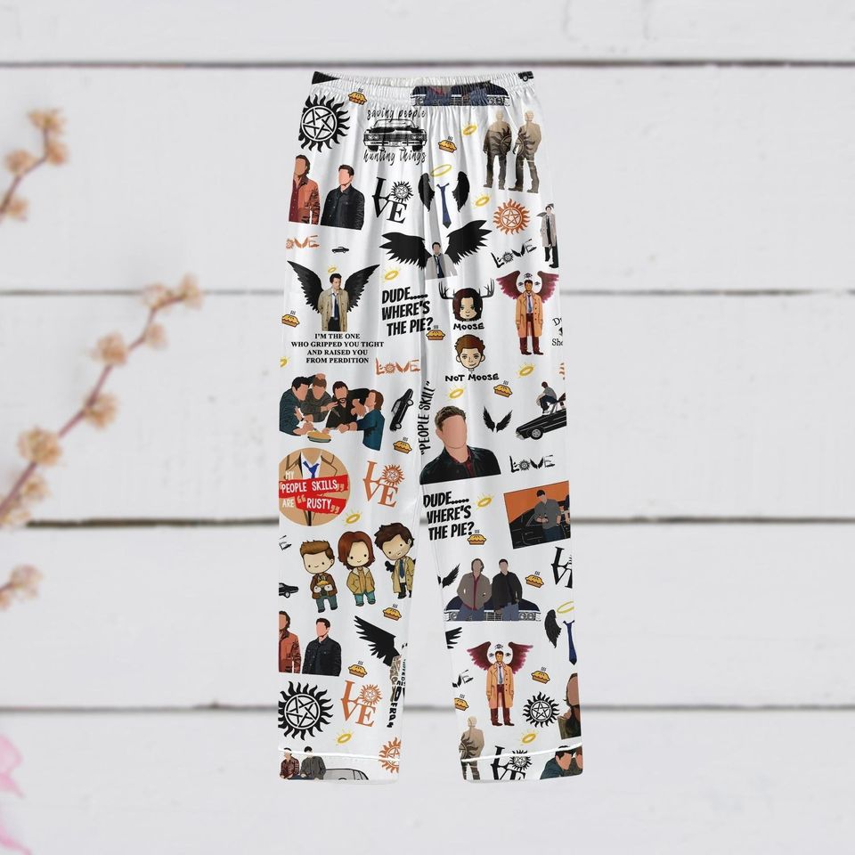 Supernatural Pajamas Set, TV Series Pajamas, Winchester Brother, Sam And Dean Pjs, Supernatural Holiday Pajamas, Long Sleeve Pyjamas