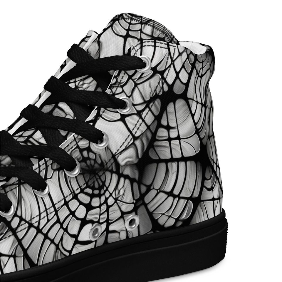 Mens Web Design high top canvas shoes