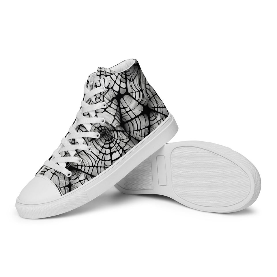 Mens Web Design high top canvas shoes