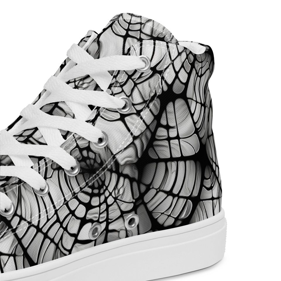 Mens Web Design high top canvas shoes