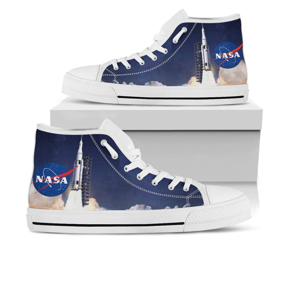NASA Shoes, NASA High Top Sneaker, Space Fan Converse style hightop, custom shoe, mom dad child shoe