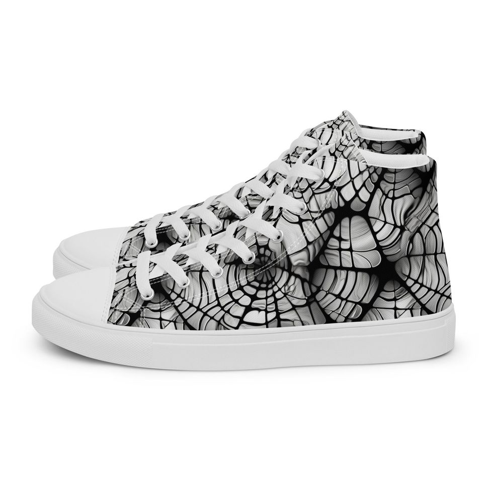 Mens Web Design high top canvas shoes
