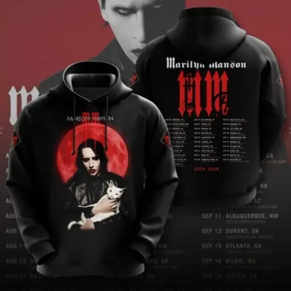 Marilyn Manson 3D Hoodie Tour 2024 3D Hoodie
