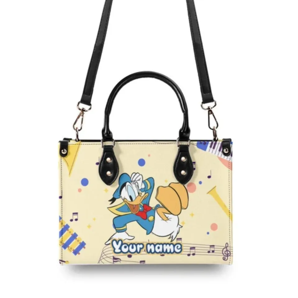 Personalize Donald Duck Women PU Leather Handbag – 3 Size, Gift For Family,