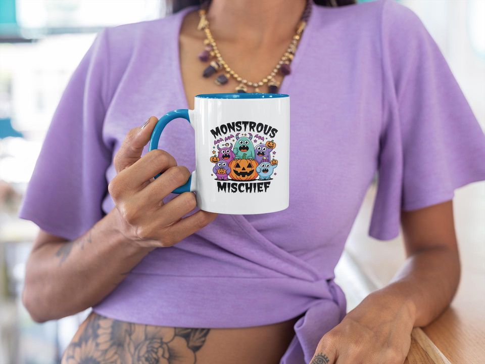 Monstrous Mischief Colorful Halloween Characters Accent Mug