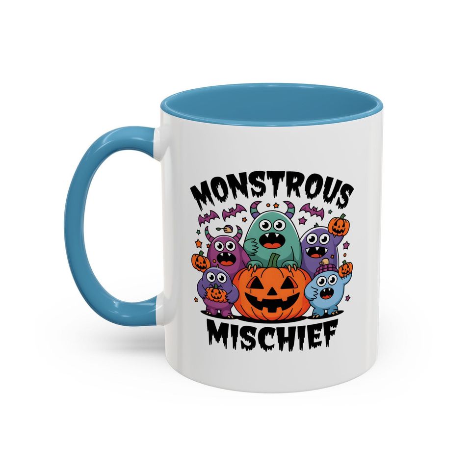 Monstrous Mischief Colorful Halloween Characters Accent Mug