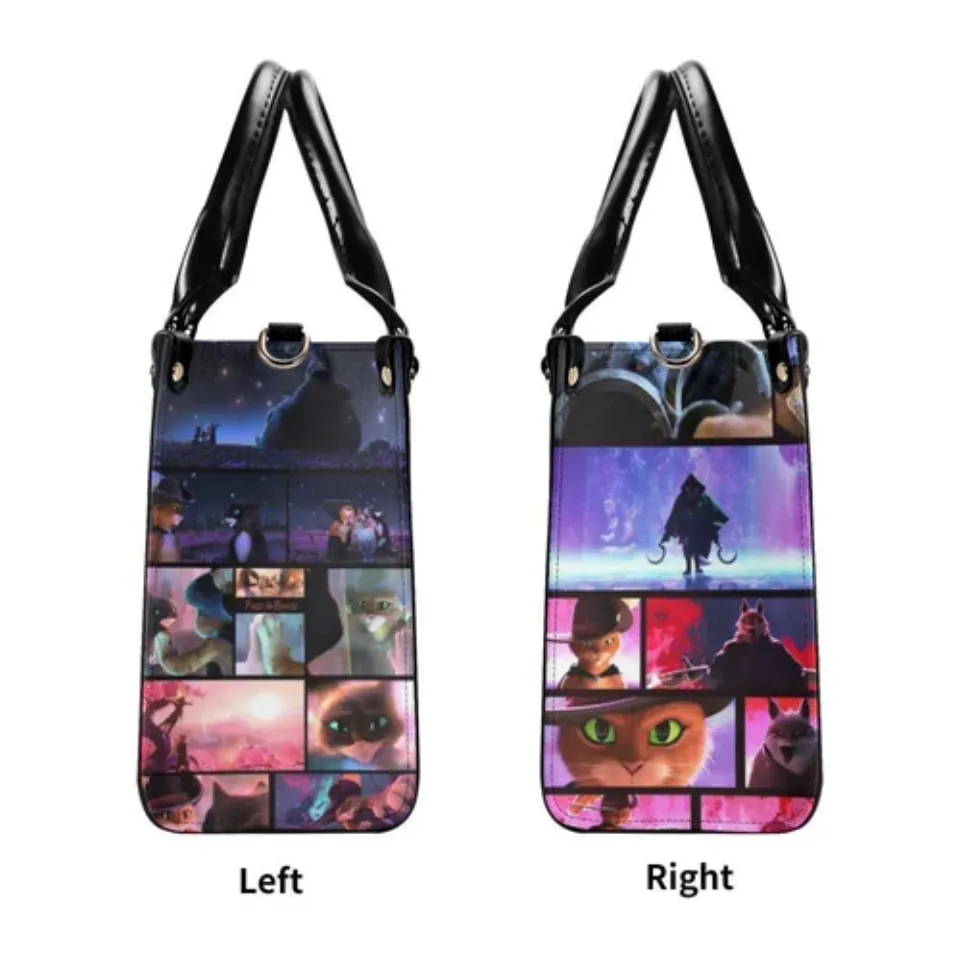 Personalized Puss In Boots Women PU Leather Handbag, Cartoon gift, gift for