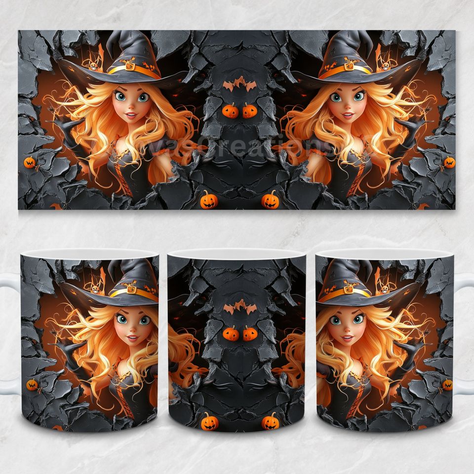3D Halloween Mini Classic Cartoon Character Mug Wrap Resizable Mug Sublimation Wrap
