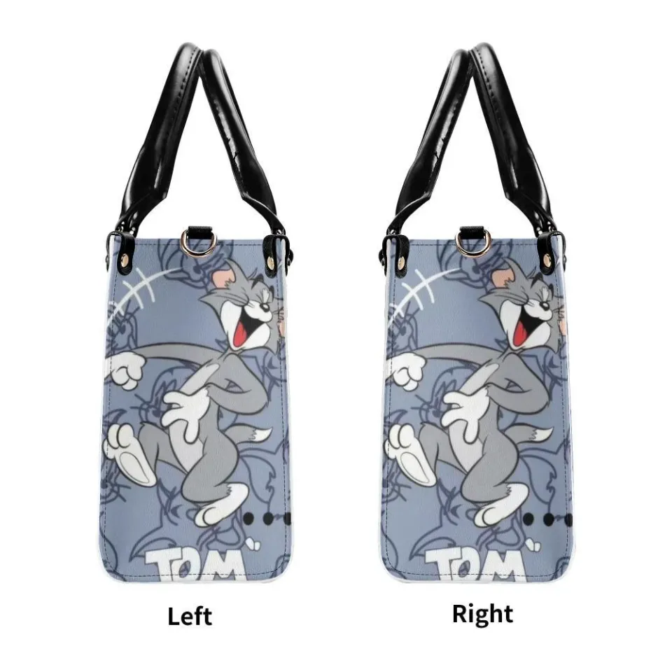 Personalized Tom Tom and Jerry Luxury Women PU Leather Handbag, Natural