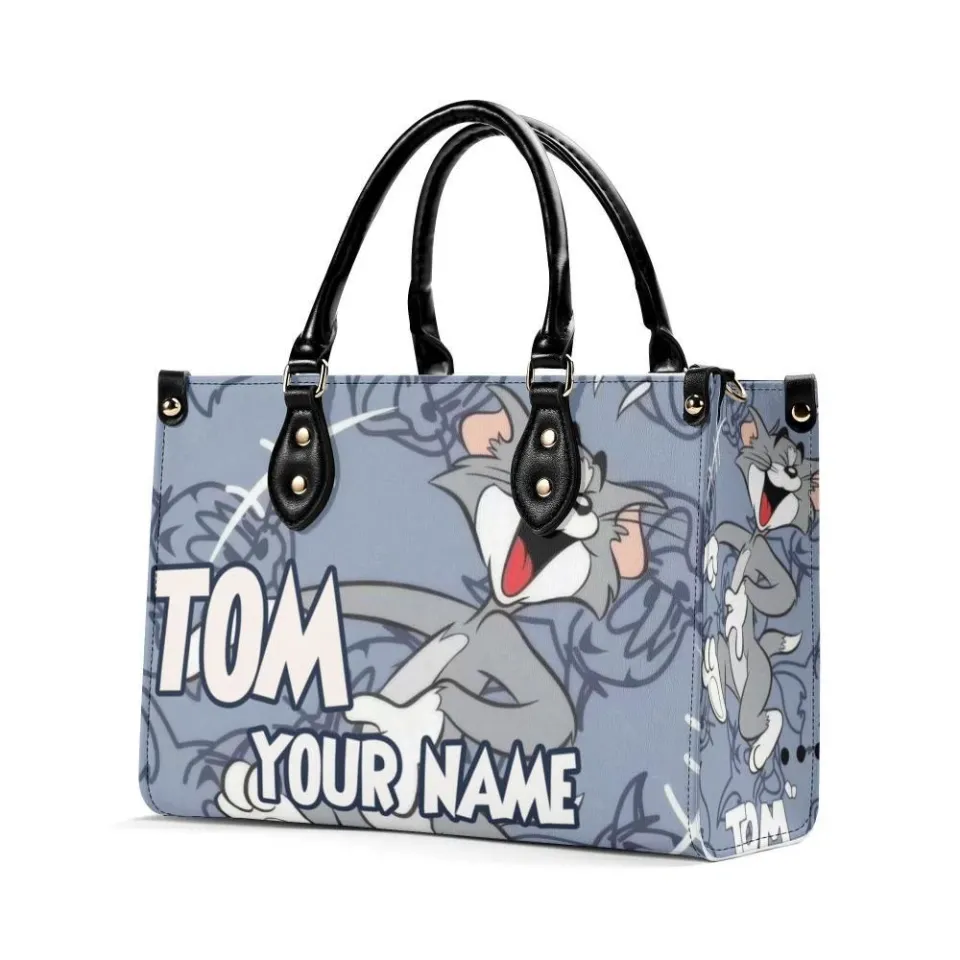 Personalized Tom Tom and Jerry Luxury Women PU Leather Handbag, Natural