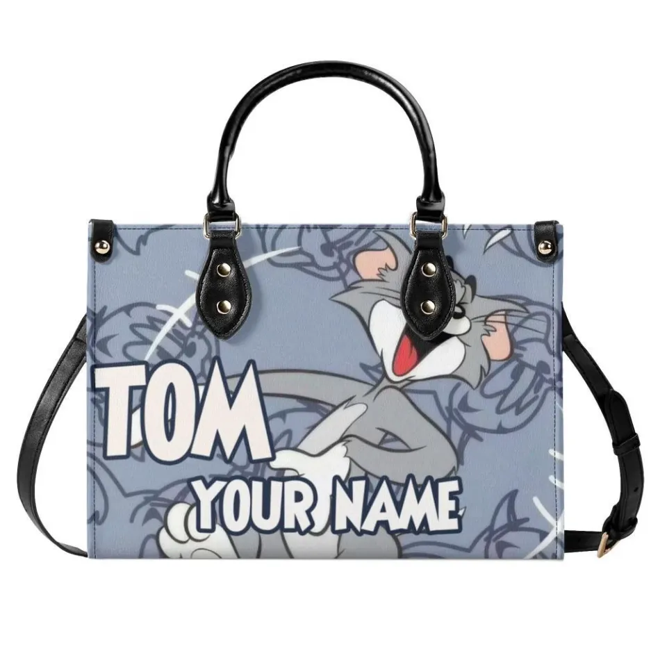 Personalized Tom Tom and Jerry Luxury Women PU Leather Handbag, Natural