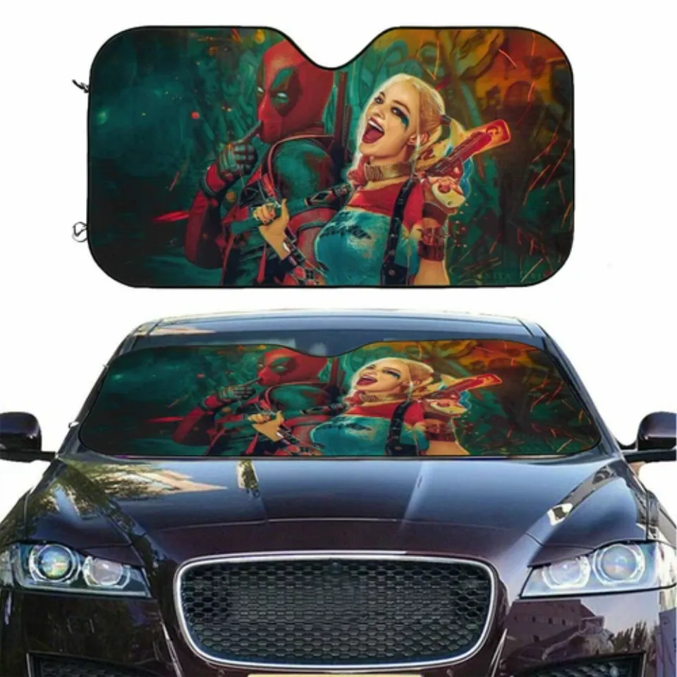 Deadpool Harley Quinn Car Sun Shade SUV Reflective Visor Windshield Block UV Ray