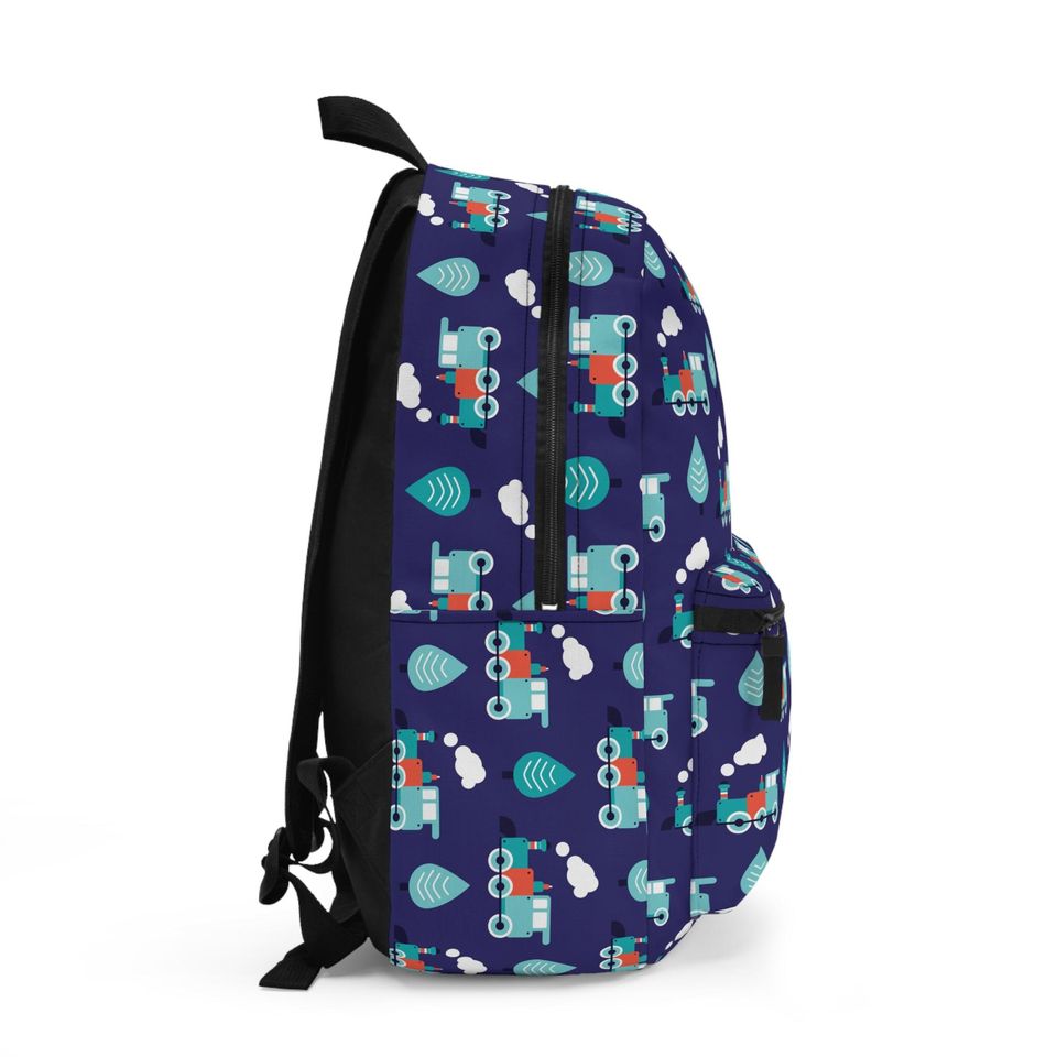 Blue Train Backpack Blue Backpack Blue Train Backpack, Blue Train Backpack, Matching Drink Bottle, Travel Backpack, Train Lover Gift