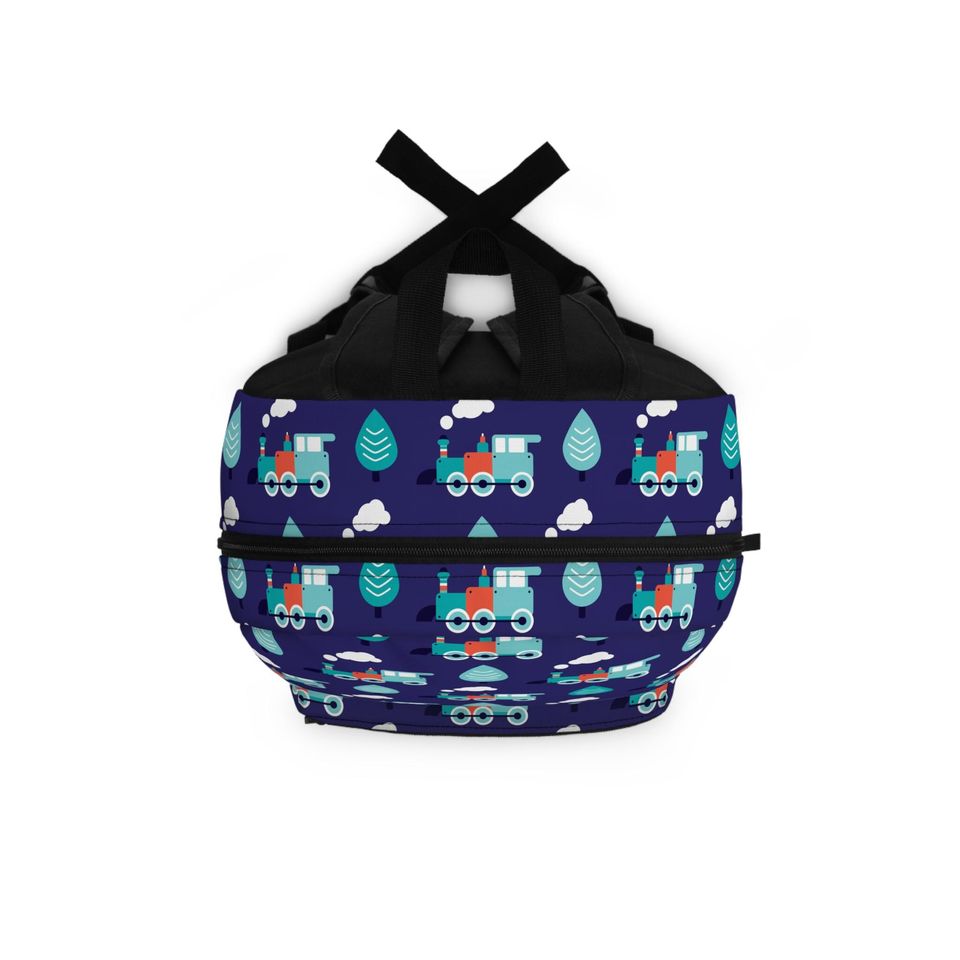 Blue Train Backpack Blue Backpack Blue Train Backpack, Blue Train Backpack, Matching Drink Bottle, Travel Backpack, Train Lover Gift