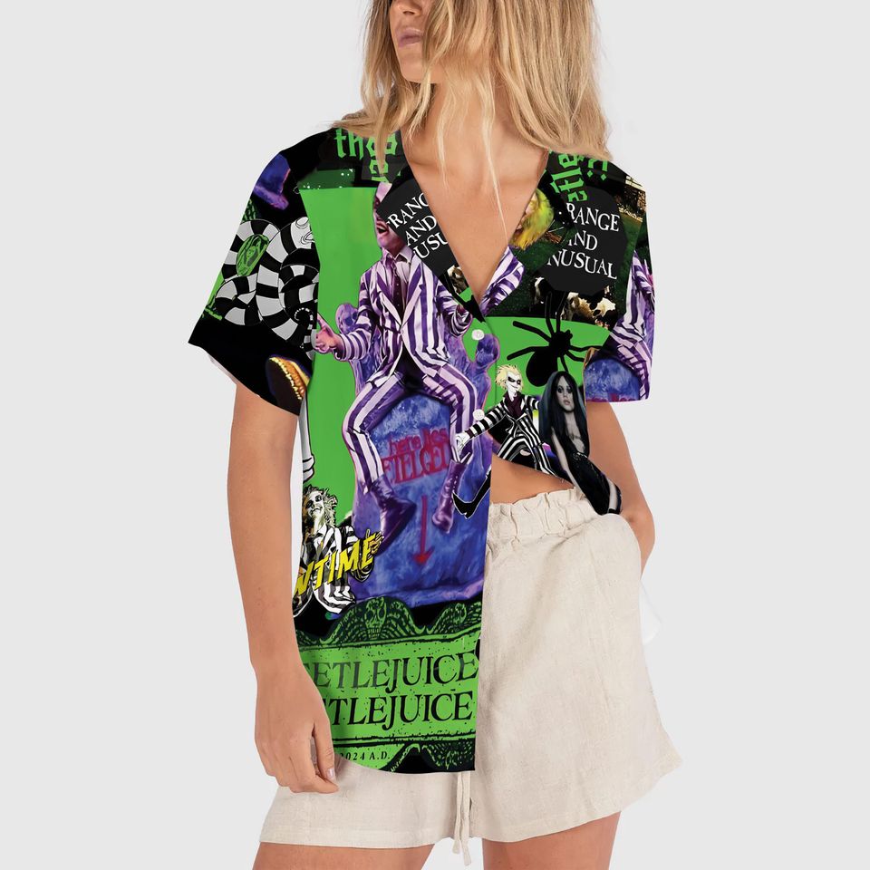 Beetlejuice Halloween Hawaiian Shirt, Adult Horror Button Up Shirt, Halloween Horror Friend Hawaii Shirt