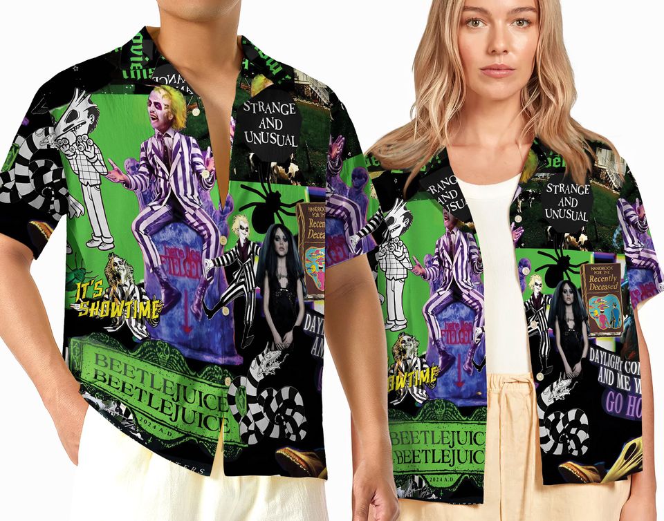 Beetlejuice Halloween Hawaiian Shirt, Adult Horror Button Up Shirt, Halloween Horror Friend Hawaii Shirt