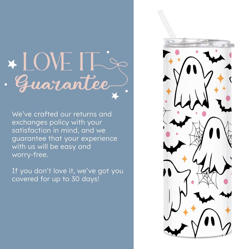 Halloween Ghosts & Bats Tumbler, Insulated Cup Keeps Drinks Hot or Cold, (TM-548)