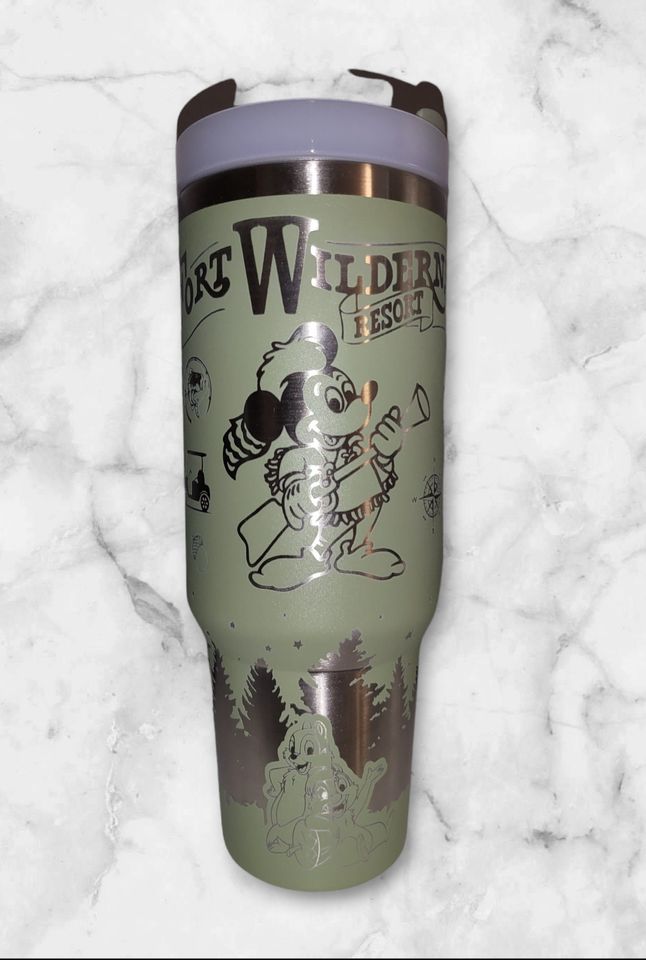 40oz Engraved Fort Wilderness Tumbler with handle