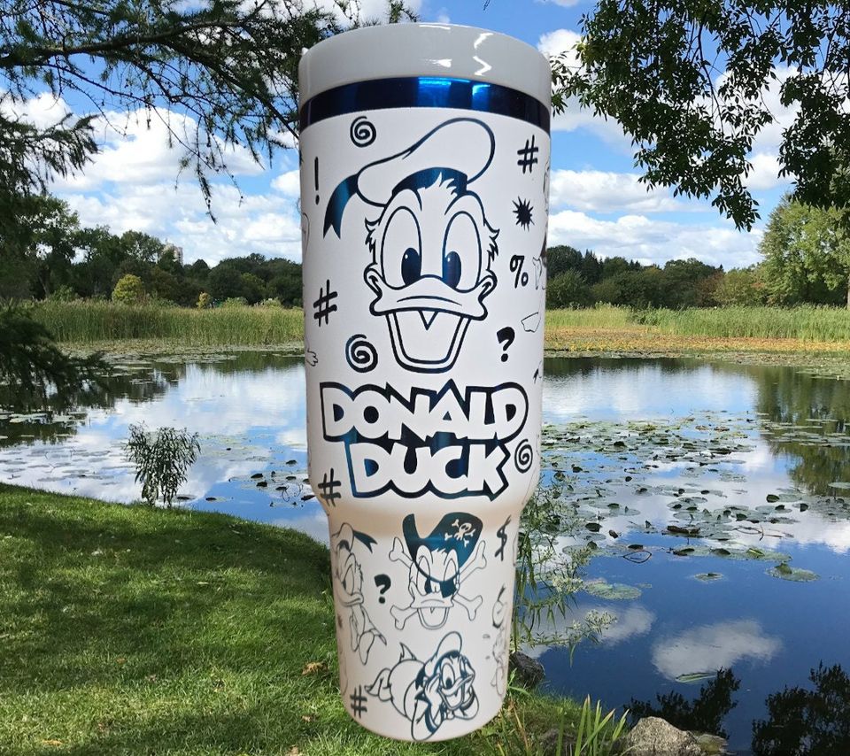 40oz  Laser Engraved Donald Duck Tumbler